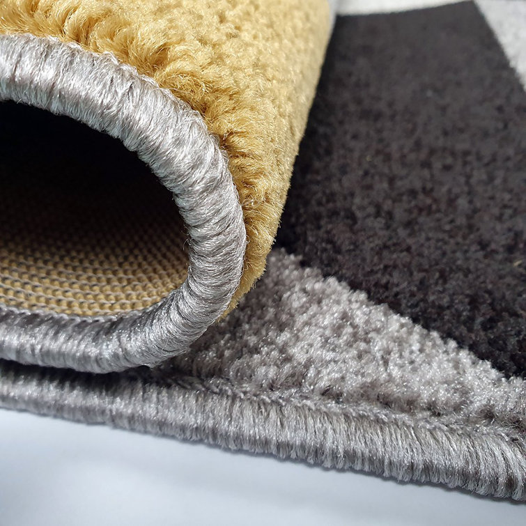 Fjørde & Co Mordecai Triangles Tufted Yellow/Black/Grey Rug Wayfair.co.uk